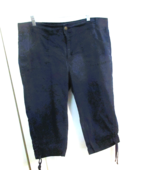 Laura Scott Dark Blue L/G  Pants Capris Button &amp; Zipper Elastic Back Fla... - €8,40 EUR