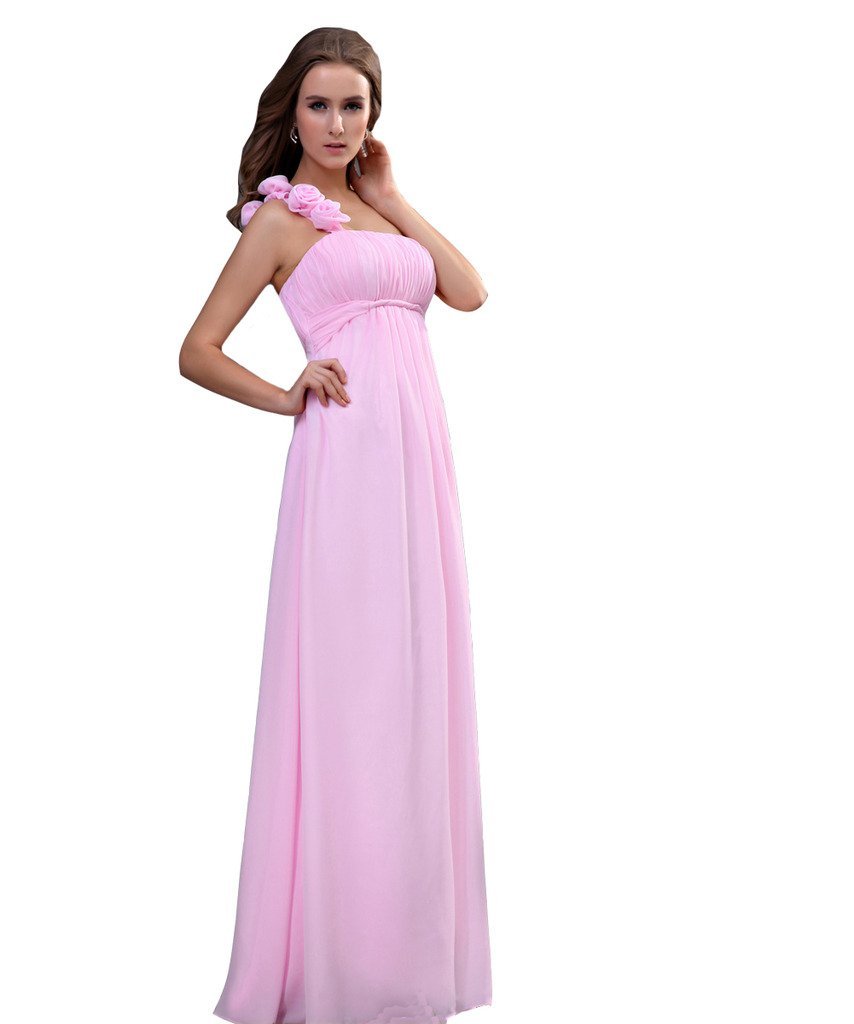 Kivary Women's Long Floral One Shoulder Prom Bridesmaid Dresses Pink US 20W