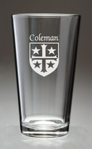 Coleman Irish Coat of Arms Pint Glasses - Set of 4 (Sand Etched) - $67.32