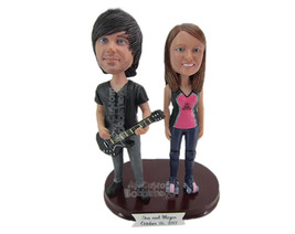 Custom Bobblehead New Generation Couple With The Boy Playing Guitar And The Girl - £109.88 GBP