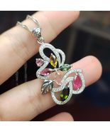Colorful Untreated Natural Tourmaline Pendant Beautiful Flowers SL071 - $238.45