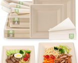 Compostable Party Paper Plates Set -[300 Pcs] 10 Inch&amp;8 Inch Square Brow... - $48.47