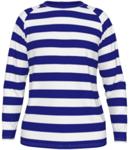Navy men&#39;s T-shirt with blue stripes and long sleeves - £31.45 GBP