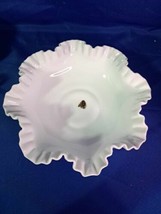 Fenton WHITE MILK GLASS HOBNAIL: 10-1/2-inch Crimped Rim Bowl - £22.04 GBP