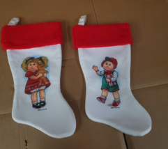 PAIR 1980s Coleco Cabbage Patch Kids Christmas Stockings Boys &amp; Girl - £26.18 GBP