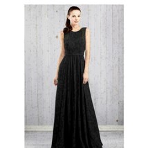 JENNY YOO Vivienne&#39; Pleated Chiffon Gown Sz 12 Black - £80.95 GBP