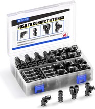 Tailonz Pneumatic Black 1/4 Inch Od Push To Connect Fittings Pneumatic, 80 Pcs - £28.34 GBP