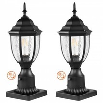 2 PCs Dusk to Dawn Outdoor Lamp Post Light Fixture 15.35in Pole Pier Mount - £58.12 GBP