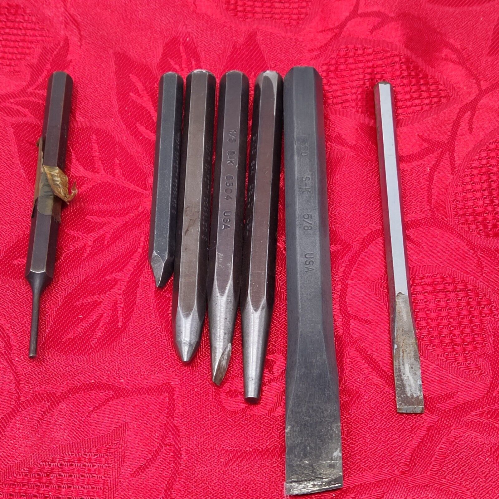 SK Tools USA, 6 pcs. Punch/Chisel set 3/32, 1/8, 3/8, 3/16 &amp; 3/32 Pin Punch - $24.98