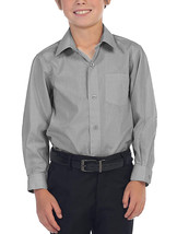 Boy&#39;s Grey Long Sleeve Casual Button Down Toddler Kids Dress Shirt - 14 - £9.31 GBP