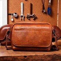 Retro Vegetable Tanned Leather Messenger Bag for Men, Small Vintage Cros... - $85.00