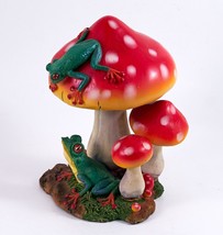 Greations Frog &amp; Mushroom Figurine With 3 Red Mushrooms 2 Tree Frogs Res... - £33.46 GBP