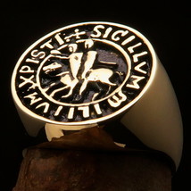 Nicely crafted round Mens Crusader Ring Templar Knights Seal Antiqued - £21.25 GBP