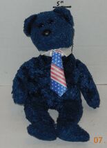 TY POPS Beanie Baby Bear plush toy 2001 Fathers Day Blue US Flag Tie - $9.85
