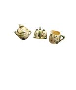 Vintage Brinn's Honey Bee Comb Clover Creamer, Sugar set Lovely, Salt An... - $24.75