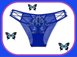 M $40 Blue Victoria&#39;s Secret Very Sexy Butterfly Embroidery Strappy Bikini Panty - £15.68 GBP