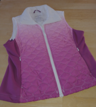 L.L. B EAN Ladies Quilted Sleeveless Zip VEST-S-GRADED WHITE-MAGENTA-WORN Once - £11.02 GBP