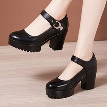 Small Big Size 32-43 Block Heel Platform Shoes 2021 Fall Spring Med Heels Pumps  - £64.10 GBP
