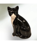 Vintage Elpa Alcobaca Portugal 10.5” Ceramic Black White Cat w/ Green Eyes - $76.06 CAD