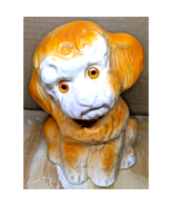 Vintage Porcelain 1950&#39;s Orange Dog Glassy Eyes Glossy Home Decor 6.5&quot; C... - $24.30 CAD