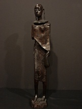 Tanganyika (Tanzania) African Wooden Carved Woman Approx. 19 1/4&quot; Tall - £22.25 GBP