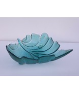 vintage Old Glass Bowl Salad Bowl, Green Leaf shape - £30.82 GBP