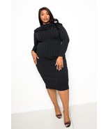 Plus Size Black Mock Neck Long Sleeve Pullover Sweater Bodycon Knot Deta... - $49.00