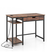 Computer Desk with Charging Station and Drawer &amp; Adjustable Shelf-Rustic... - $3,345.96 MXN