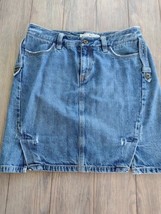 Tommy Hilfiger Denim Mini Skirt Size 4 Y2K High Rise Slits Distressed Vi... - $15.83