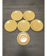 6 VTG  FIESTA 5 Yellow 10.25&quot; Plates &amp; 1 9” Plate HOMER LAUGHLIN HLC FIE... - £33.63 GBP