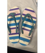 Coach Clementine Rubber Multi Stripe Flip Flops Women&#39;s Size 8 Azure Blu... - $542.61 MXN