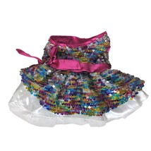 Build A Bear Sequin Dress Multicolor Sparkly Ruffle Pink Bow Outfit BAB - £19.10 GBP