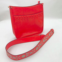 Jen &amp; Co. Pippa Orange Vegan Leather Stitch Accented Crossbody Bag - £37.18 GBP