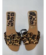 Zara Women’s Leopard Print Calf Hair Slide Sandals Size 8 US 39EU Flat M... - $37.61