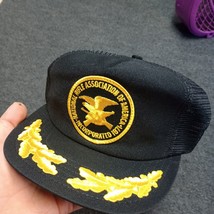 Vintage NRA Trucker Hat Cap Eagle Black Snap Back USA Made Gold Leaf Embroidered - £18.22 GBP