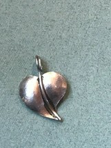 Vintage Nonmagnetic Silver Heart Shaped Leaf Dainty Pendant or Charm – 5/8th’s x - £8.83 GBP