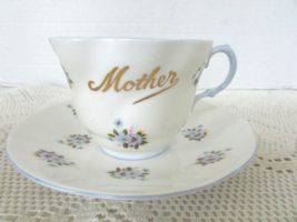 Royal Dover England Bone China Teacup &amp; Saucer Mother Blue Flowers - $18.76
