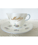 Royal Dover England Bone China Teacup &amp; Saucer Mother Blue Flowers - $25.73 CAD