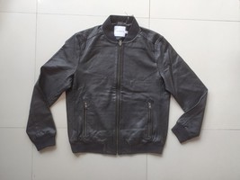 TOPMAN LEATHER BOMBER JACKET (64l12ublk) $240 FREE WORLD WIDE SHIPPING - £156.90 GBP