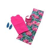 Mattel 1990 Barbie Fashion Wraps Pink Dress, Hat &amp; Shoes With Floral Wrap - $6.95