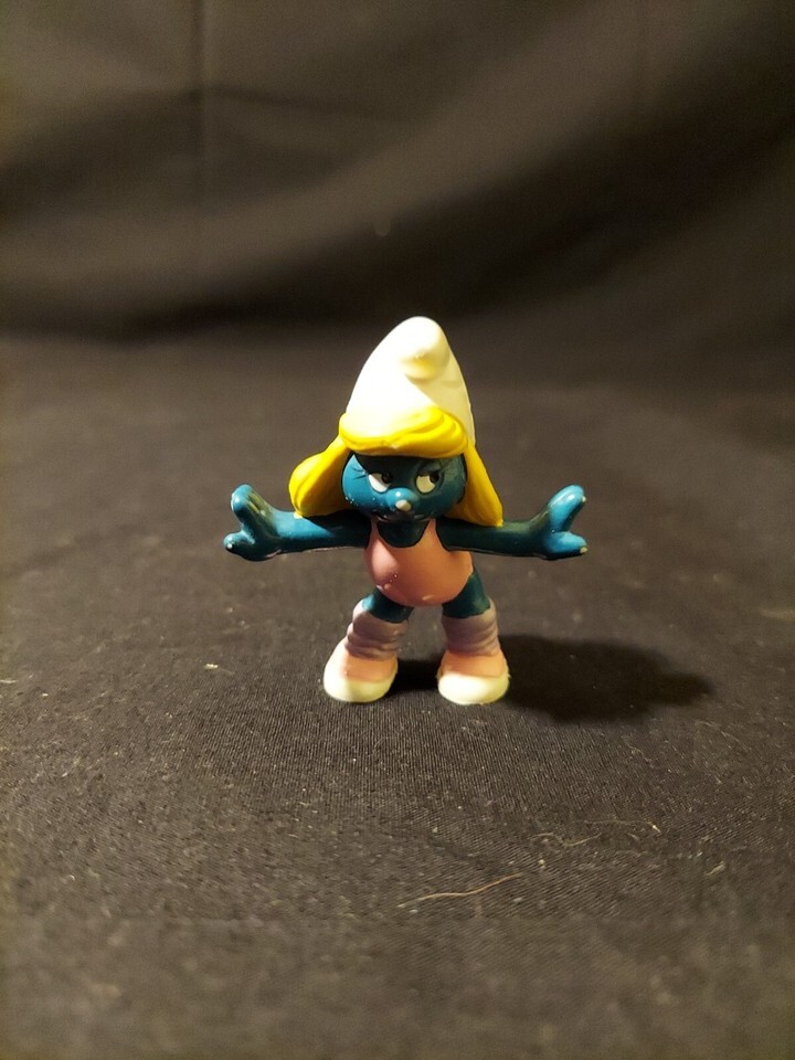 2.0183 Aerobic Smurfette Smurf  Vintage Figure Toy PVC Peyo - $8.41