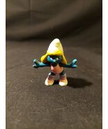 2.0183 Aerobic Smurfette Smurf  Vintage Figure Toy PVC Peyo - $8.41