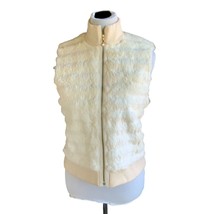 St. John Sport By Marie Gray Ladies Cream Rabbit Fur Vest Hand Pockets Small - £228.20 GBP