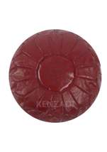 Moroccan leather pouf, round pouf, berber pouf, Garnet with Garnet embro... - £54.13 GBP