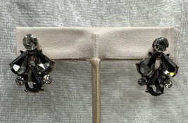 Faux Gray &amp; Clear Crystals Gold Tone Pierced Earrings - $167.96 MXN