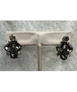 Faux Gray &amp; Clear Crystals Gold Tone Pierced Earrings - $166.17 MXN