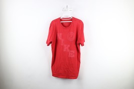 Vintage Nike Mens Large Distressed Spell Out Block Letter Track Shoe T-Shirt Red - £20.06 GBP