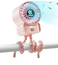 AMTIFO Pink Stroller Fan - USB Rechargeable, Quiet Cooling, 4 Mini,  - $126.30 MXN