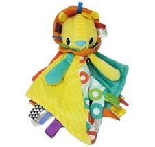 Taggies Baby Yellow &amp; Teal Lion Security Blanket Stuffed Animal Plush Lovey Toy - £36.52 GBP