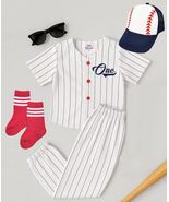 Baby Baseball Outfit - Red Pinstripe Jersey, Hat, Socks, 1st Birthday Set - $40.00